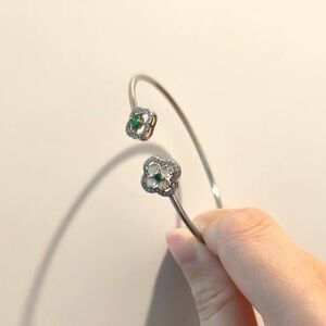 Natural Jade Silver 925 Bangle Bracelet